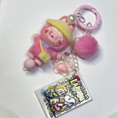 【人気】ピクニックラブブビーズストラップ　キーホルダー　スマホ　ピンク　肉球