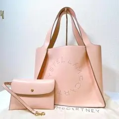 極美品✨可愛いサーモンピンク♡ステラマッカートニー ステラ ロゴ トートバッグ