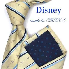 【美品】Disney ネクタイ ストライプ ミッキー ベージュ ディズニー