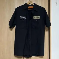 古着　ワークシャツ　半袖　黒