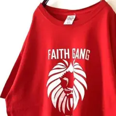 FAITH GANG ライオン Tシャツ XL レッド 赤 古着