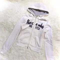 アバクロンビー＆フィッチ パーカー(S)ジップアップ 古着 コットン ホワイト▼