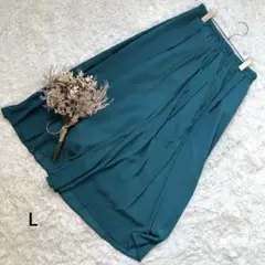美品✨【ターコイズブルーパンツ】フレアパンツ ワイドパンツ サラサラ生地 ロング