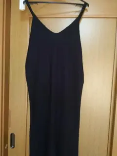ブラックリブ編みキャミワンピース