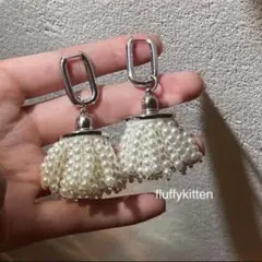 インポート♡シルバーチェーンパールタッセルピアス