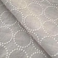 s41-h▼140×50cm▼コットンリネン刺繡生地▼タンバリン柄　ホワイト