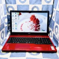 快速SSD256GB☆大人気赤ノートPC♡カメラ&マウス付き♪Windows11