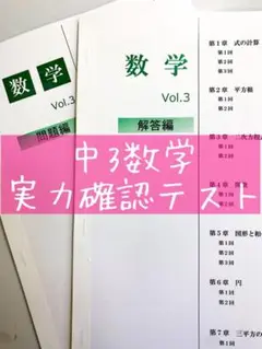 中3数学 単元別実力確認テスト