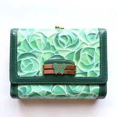 【美品】ANNA SUI アナスイ ドルチェ がま口二つ折り財布 エメラルド