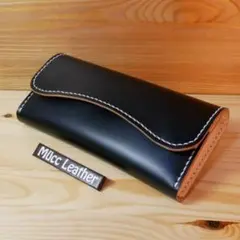 コードバン&生成りの牛革 ロングウォレット 総手縫いです(^_^)