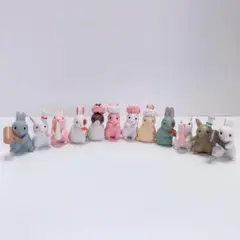 新品　ミニチュアうさぎ12匹ドールハウスドール用ガチャガチャフィギュアイースター