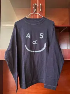 45R ダークグレー 長袖Tシャツ 顔プリント 45rpm M
