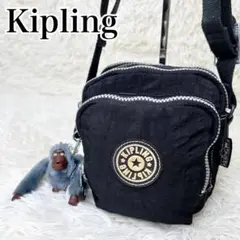 美品 Kipling ショルダーバッグ 肩掛け ゴリラ チャーム ブラック