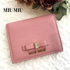 美品♡ MIUMIU ミュウミュウ リボン マドラス 2つ折財布 ピンク