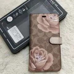 iPhone11/XR COACH コーチ 花 花柄 手帳 黒 こーち 肌色