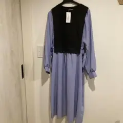 早い者勝ち　新品　しまむら　ドッキングストライプワンピース　長袖　ゆったり　L