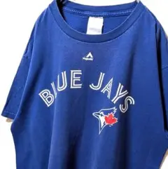 マジェスティックMLBブルージェイズ#11ピラー ロゴ Tシャツブルー青古着