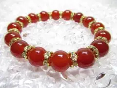 〇【カーネリアン×ロンデル】玉経10㎜ 天然石ブレスレットパワーストーン