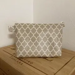 SALE ハンドメイド　モロッカン柄　ラミネートマチ付きポーチ