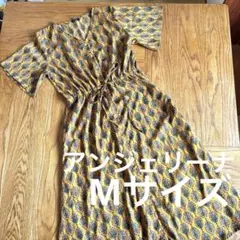 アンジェリーナ レディース 半袖ワンピース 花柄 黄色 M