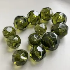 【最終価格】ドイツ製アクリルビーズ オリーブグリーン 12個セット