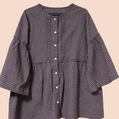 レトロガール ブラウンチェック シャツ ブラウス Fサイズ
