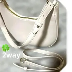 【訳あり】新品未使用アイボリー白ハンドバッグショルダーバック2way斜めがけ