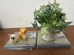 い草製 和風デザイン 置物マット 花台 2枚セット