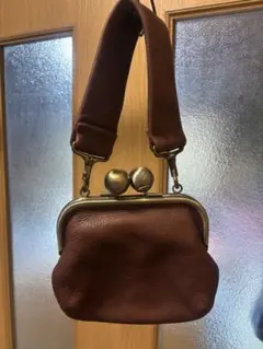 Ampersandブラウン がま口財布ハンドバッグ