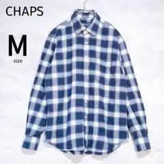 【チャップス】CHAPS チェック長袖ネルシャツ М ワンポイント刺繍 メンズ