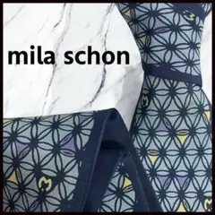 mila schon ミラショーン　ネクタイ　ネイビー系　総柄