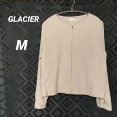 GLACIER ノーカラージャケット　ブルゾン M 　オフホワイトライトベージュ