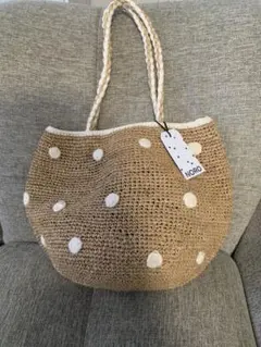 NORO ノロ 大型バスケット カゴ ラフィア マダガスカル 手編み XL madrague-damier]【ポーチ付属】NORO(ノロ)かごバッグ特大