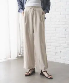 イージーケアリネンストレートパンツ