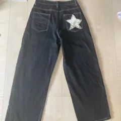 ブラックバギーパンツ リメイクデニム