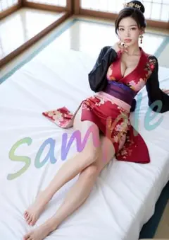 NY054【1点物】A4 ポスター AI リアル 写真 グラビア 着物 彼女