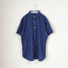 THE SHOP TK MIXPICE コットンリネンシャツ　ドット　麻混　半袖