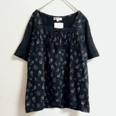s0597【prim.pure】 レース付き半袖花柄カットソー トップス 大きめ