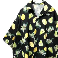 TAKEO KIKUCHI 総柄 半袖シャツM レモン ラフランス ボタニカル柄