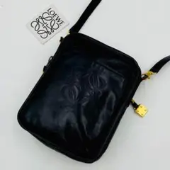 美品✨希少 ロエベ ショルダーバッグ アナグラム ブラック レザー ヴィンテージ