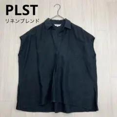PLST プラステ リネンブレンド フレンチスリーブ シャツ ブラウス M
