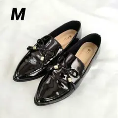 美品❤CAVOUR❤エナメル タッセル ローファー 光沢 黒 M 22.5～23