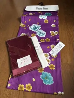 花柄 可愛い浴衣&帯＆腰ひも3点セット