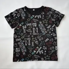 カラフルプリント　半袖Tシャツ　ブラック　120cm