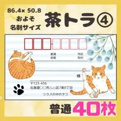【茶トラ④】宛名シール　差出人シール　普通サイズ　40枚　シンプル　動物　ネコ