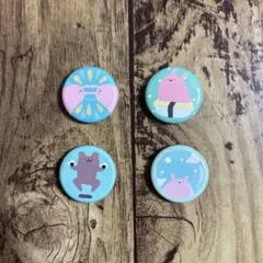 【生えうさぎとくうまの缶マグネット】4点まとめ売り　オリジナルイラスト創作雑貨