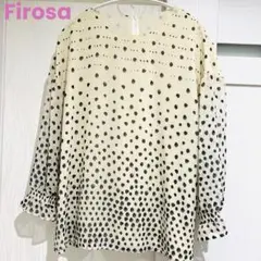 【美品】 firosa 水玉 ブラウス 襟なし 11号 裏地あり