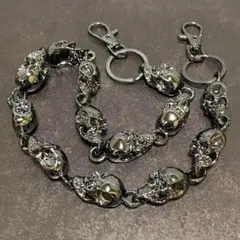 ウォレットチェーン スカル アメカジ ドクロ メンズ 財布 シルバー ブラック
