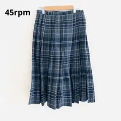 45R 45rpm ウール チェック プリーツ ラップスカート グレー 緑