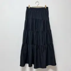 美品　FILLOU フィルー　ふくれジャガードティアードスカート ゆったりサイズ